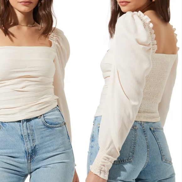 ASTR Square Neck Puff Sleeve Top - Picture 3 of 4